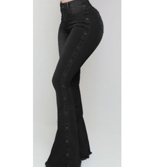 Pantalones Denim Acampanados de Cintura Alta con Elastano para Mujer - Image 11