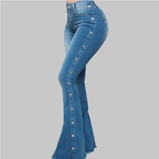 Pantalones Denim Acampanados de Cintura Alta con Elastano para Mujer - Image 13