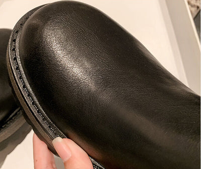 Botas Martin de Cuero con Tacón Alto Grueso Estilo Coreano para Mujer - Image 14