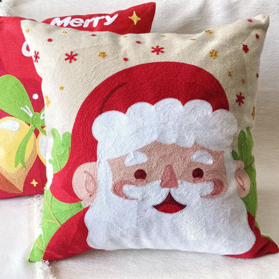 Funda de Almohada con Bordado Navideño Estilo Caricatura - Image 8