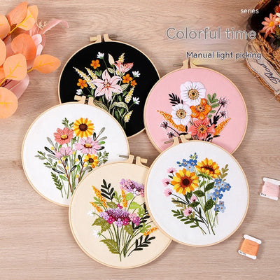 Kit de Bordado DIY Ramo de Flores Coloridas para Cuadro Colgante - Image 19
