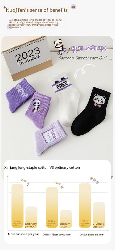 Calcetines Deportivos Infantiles Otoño Invierno - Diseño Panda Púrpura - Image 10