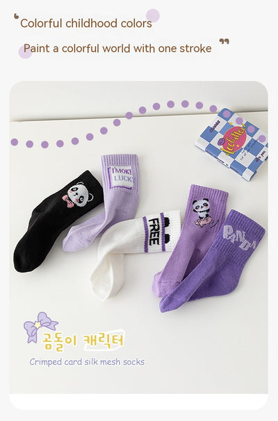 Calcetines Deportivos Infantiles Otoño Invierno - Diseño Panda Púrpura - Image 11