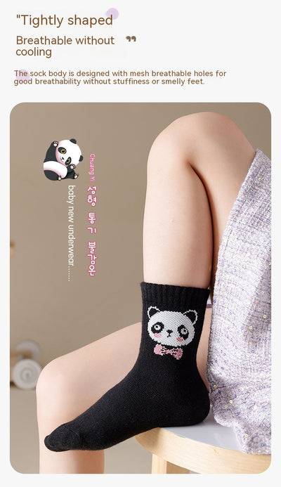 Calcetines Deportivos Infantiles Otoño Invierno - Diseño Panda Púrpura - Image 13