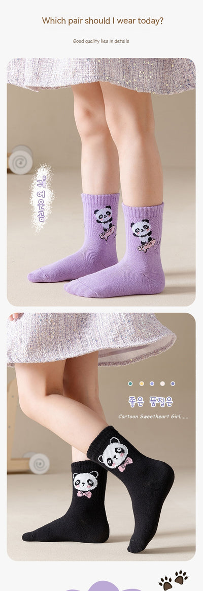 Calcetines Deportivos Infantiles Otoño Invierno - Diseño Panda Púrpura - Image 18