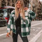 Chaqueta Tweed Cuadros para Mujer con Bolsillos y Botones