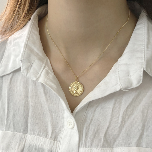 Collar Colgante de Moneda Redonda en Plata de Ley 925 Estilo Vintage - Image 4