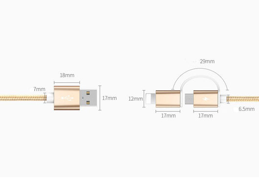 Cable Cargador Rápido 2 en 1 USB Type-C y Micro USB 100cm 2A para Huawei Mate y Honor - Image 7