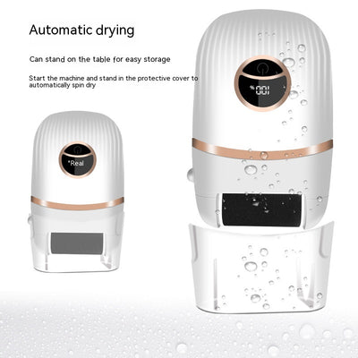 Black electric foot grinder with digital display, three replacement roller heads, USB-C charging cable, and cleaning brush. - Image 10