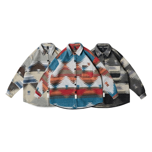 Camisa de Lana Estilo Étnico con Solapa - Moda Trendy para Hombre - Image 7