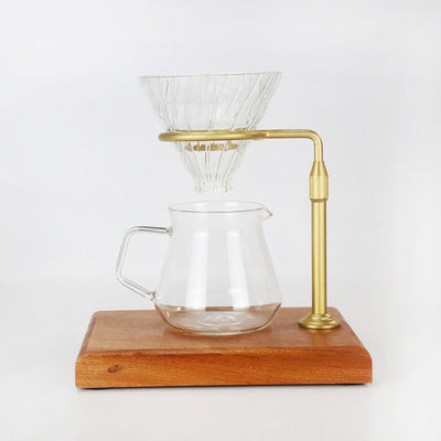 Soporte de Filtro de Café con Base de Madera Sólida y Montura de Aluminio