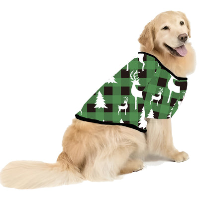 Matching family Christmas pajamas in green and white plaid with deer and Christmas tree graphics. - Image 19