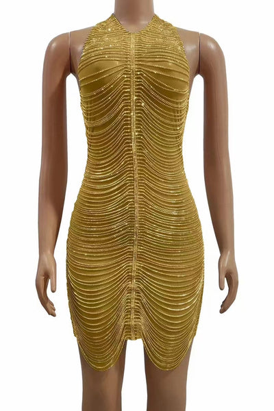 Falda Espalda Descubierta con Cadena Brillante para Fiestas y Discoteca - Image 20