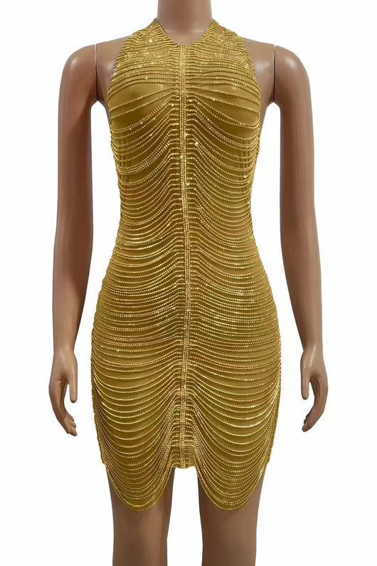 Falda Espalda Descubierta con Cadena Brillante para Fiestas y Discoteca - Image 20