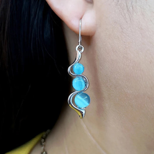 Aretes Onda Hylan Ojo de Gato - Piedra Preciosa - Image 7