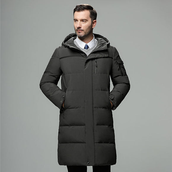 Parka Larga Acolchada de Plumas para Hombre