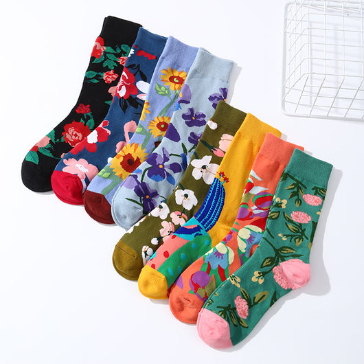 Calcetines Tobilleros de Algodón para Otoño e Invierno con Flores - Image 14