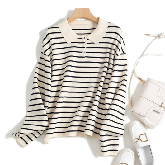 Suéter de Punto Holgado a Rayas para Mujer - Diseño Casual y Versátil - Image 21