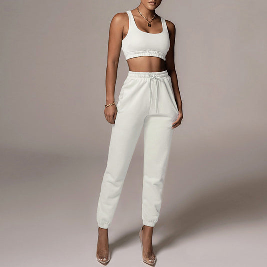Conjunto Dos Piezas Mujer: Chaleco Umbilical y Pantalón Ajustable