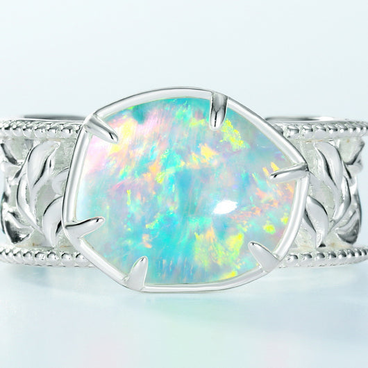 Anillo de Plata S925 con Ópalo Geométrico Minimalista - Image 9