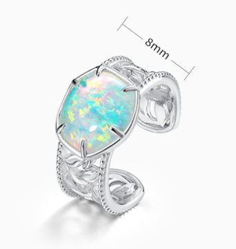 Anillo de Plata S925 con Ópalo Geométrico Minimalista - Image 11
