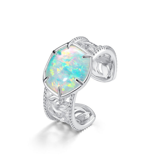 Anillo de Plata S925 con Ópalo Geométrico Minimalista - Image 16