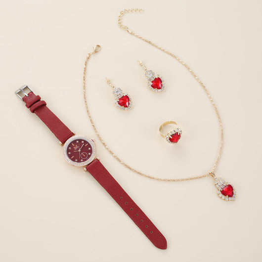 Juego de 4 Piezas: Reloj de Cuarzo Elegante con Cinturón de Diamantes para Mujer - Image 15