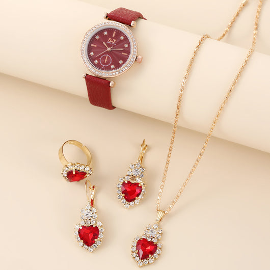 Juego de 4 Piezas: Reloj de Cuarzo Elegante con Cinturón de Diamantes para Mujer - Image 18