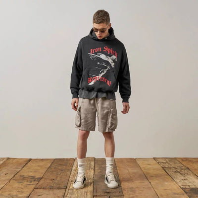 Sudadera Oversized con Estampado de Ángel Metalizado Efecto Desgastado - Image 9