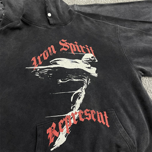 Sudadera Oversized con Estampado de Ángel Metalizado Efecto Desgastado - Image 16