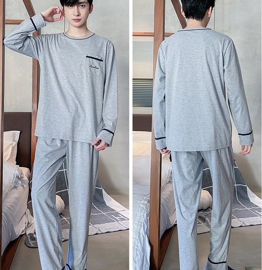 Pijama Largo de Algodón para Hombre Talla Grande Cómodo y Relajado - Image 43