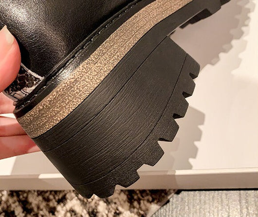 Botas Martin de Cuero con Tacón Alto Grueso Estilo Coreano para Mujer - Image 24