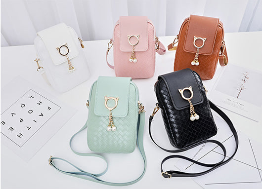 Bolsa Bandolera Tejida para Celular con Borla de Perlas - Image 10