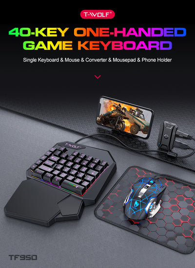 Teclado y Ratón Ergonómico de Una Mano Lei Lang TF900 - Image 3