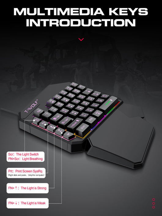 Teclado y Ratón Ergonómico de Una Mano Lei Lang TF900 - Image 6