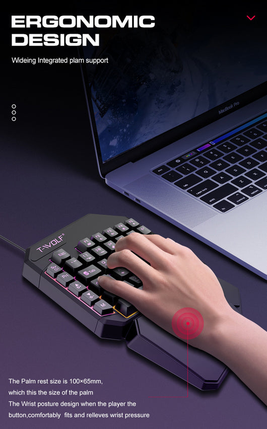 Teclado y Ratón Ergonómico de Una Mano Lei Lang TF900 - Image 8