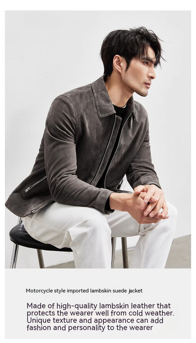 Chaqueta de Cuero Gamuza Genuina Premium para Hombre - Estilo Biker Otoño - Image 9