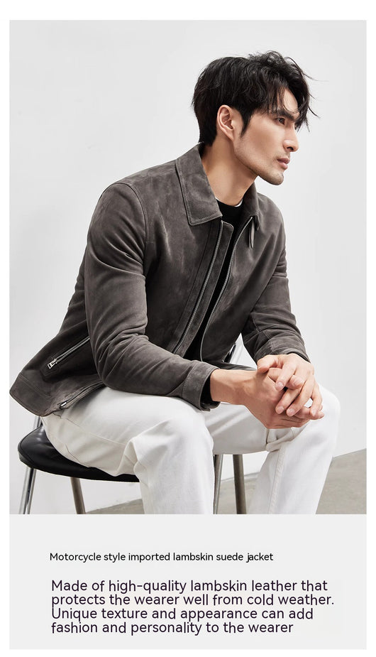 Chaqueta de Cuero Gamuza Genuina Premium para Hombre - Estilo Biker Otoño - Image 9