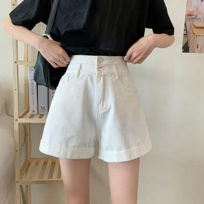 Shorts de Mezclilla de Cintura Alta con Botones, Corte Ancho y Detalle Ondulado - Image 9