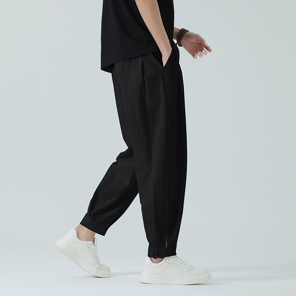 Pantalones Minimalistas para Hombre Primavera-Verano con Botones de Nudo
