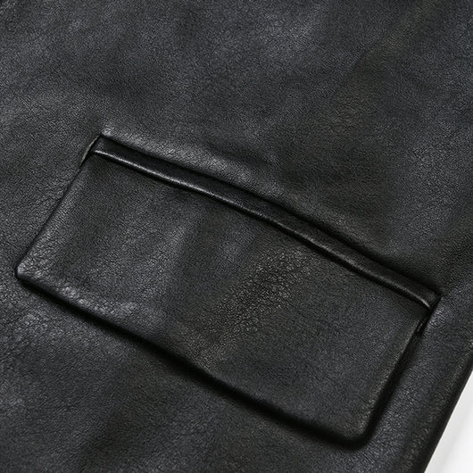 Abrigo de Cuero PU Ajustado Efecto Delgadez Negro - Elegante y Versátil - Image 11