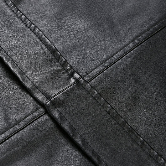 Abrigo de Cuero PU Ajustado Efecto Delgadez Negro - Elegante y Versátil - Image 13