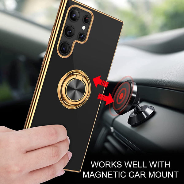 Funda Protectora M54 con Anillo 6D y Soporte Magnético - Silicona Electrochapada