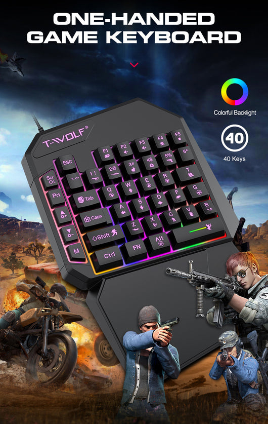 Teclado y Ratón Ergonómico de Una Mano Lei Lang TF900 - Image 19