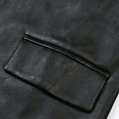 Abrigo de Cuero PU Ajustado Efecto Delgadez Negro - Elegante y Versátil - Image 21