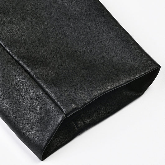 Abrigo de Cuero PU Ajustado Efecto Delgadez Negro - Elegante y Versátil - Image 22