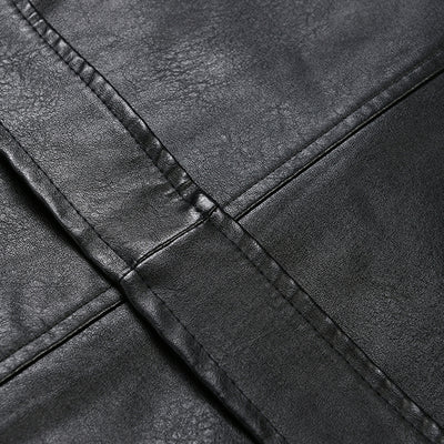 Abrigo de Cuero PU Ajustado Efecto Delgadez Negro - Elegante y Versátil - Image 23