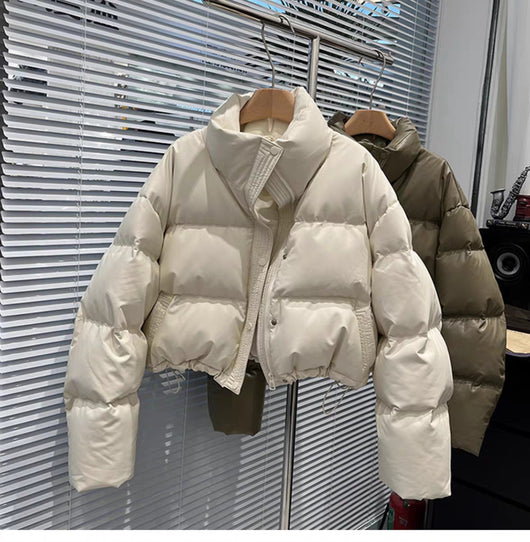 Chaqueta de Plumas de Pato Blanco con Cuello de Pie para Mujer - Image 9