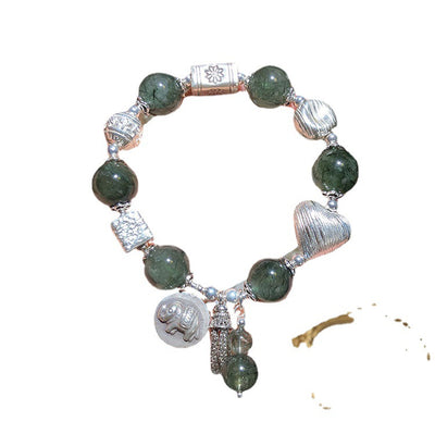Pulsera de Plata 925 con Cuarzo Verde Rutilado y Dije Elefante - Image 13