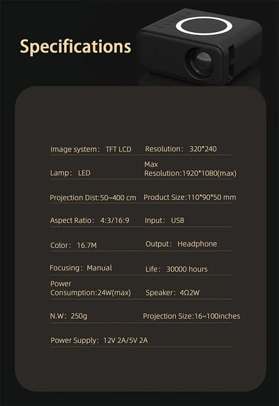 Proyector Portátil Mini YT300 Full HD 1080P - Cine en Casa Inalámbrico - Image 33